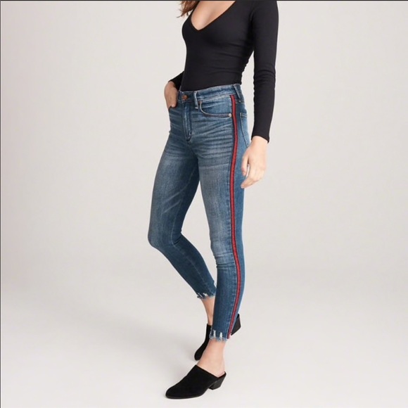 Abercrombie & Fitch Denim - Abercrombie and Fitch Stripe High Rise Ankle Jean